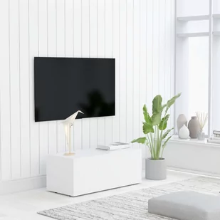 vidaXL Szafka pod telewizor, biała, 80x34x30 cm, płyta wiórowa - Szafki RTV - miniaturka - grafika 1