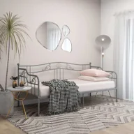 Sofy i kanapy - Sofa rozkładana Szara metalowa rama łóżka 90x200 cm - miniaturka - grafika 1
