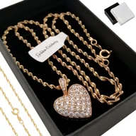 Naszyjniki - Złoty Singapur Skręcany 60Cm + Serce Prezent - miniaturka - grafika 1
