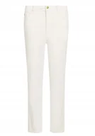 Spodnie damskie - TOMMY HILFIGER BIAŁE SPODNIE PROSTE WYSOKI STAN BAWEŁNA 38 XQA - miniaturka - grafika 1