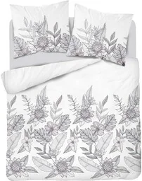 Detexpol Pościel satynowa 220x200 biała szara kwiaty liście 4125 B Home Satin 001 - Pościel Detexpol Pościel satynowa 220x200 biała szara kwiaty liście 4125 B Home Satin 001 - Pościel - miniaturka - grafika 1