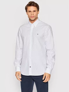 Koszule męskie - TOMMY HILFIGER Tailored Koszula Circle Print MW0MW23269 Biały Regular Fit - grafika 1