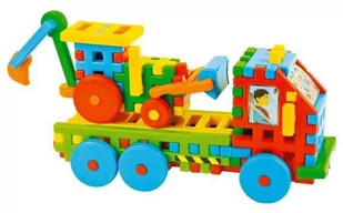 Klocki konstrukcyjne. Ciężarówka z koparką - Samochody i pojazdy dla dzieci - miniaturka - grafika 1