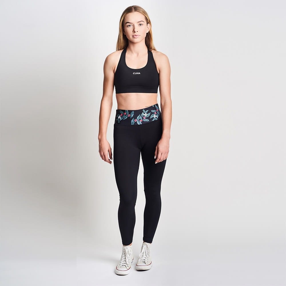 Legginsy sportowe długie damskie elastyczne czarne kawowiec Cuna XL