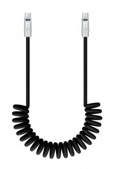 Kabel Newell USB-C - USB-C 100 W, 1,5 m, silikonowy, spiralny, czarny