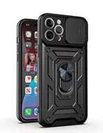 Etui i futerały do telefonów - Cam Slider Ring Pancerne Hybrydowe Etui Pokrowiec + Magnetyczny Uchwyt + Ochrona Aparatu Realme 8 / 8 Pro Czarny - miniaturka - grafika 1