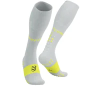 Skarpetki sportowe męskie - COMPRESSPORT Skarpety kompresyjne FULL SOCKS OXYGEN whie/safe yellow - miniaturka - grafika 1