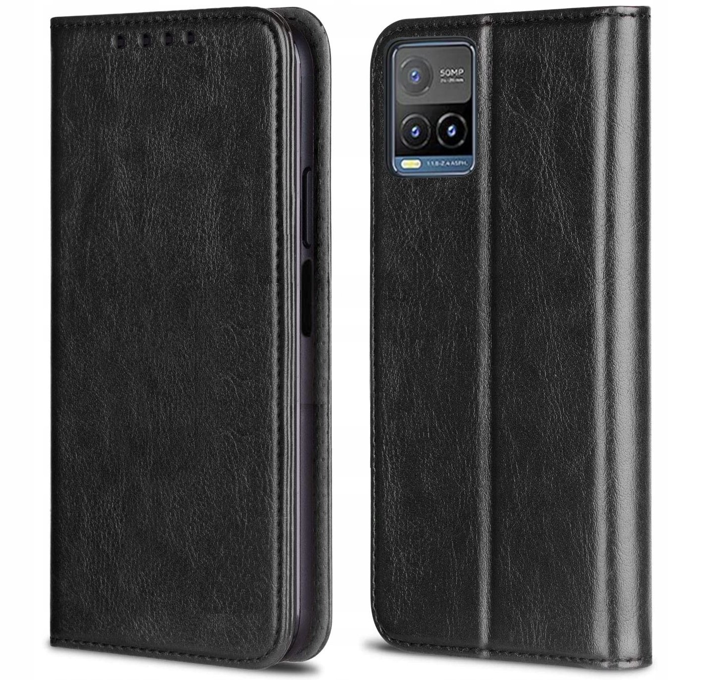 Etui do Vivo Y21S Y33S Szkło I Skórzane Magnet Book Case Portfel Z Klapką