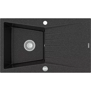 Mexen Cesar zlewozmywak granitowy 1-komorowy z ociekaczem 775 x 470 mm, czarny nakrapiany - 6514771010-76 - Zlewozmywaki - miniaturka - grafika 1