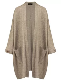 ApartFashion Women's APART Płaszcz z dzianiny z rękawami nietoperza, sweter kardigan, taupe, normalny, szarobrązowy, S - Swetry damskie - miniaturka - grafika 1