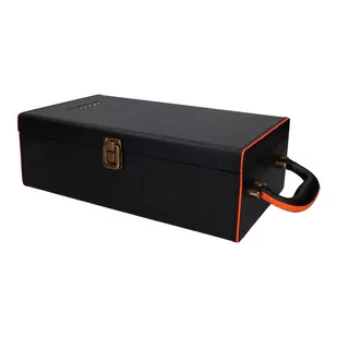 Skrzynka na 2 butelki wina czarna z pomarańczową wyściółką z akcesoriami - Shakery barmańskie - miniaturka - grafika 1