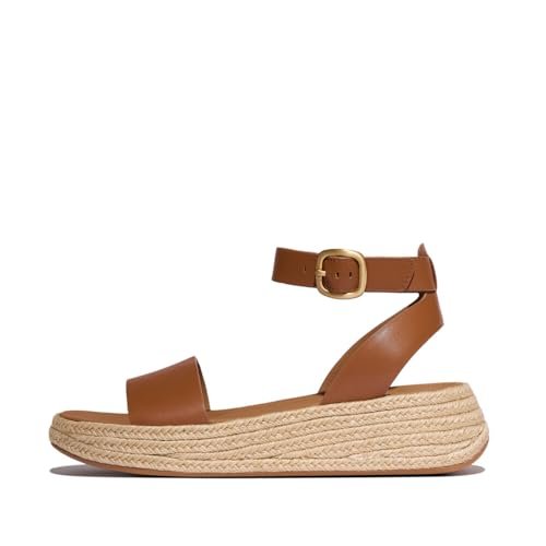 Fitflop Damskie sandały w stylu F Espadryle skórzane płaskie A/Strap Sandals, Deep Tan, 6 UK, Głęboka opalenizna, 39 EU