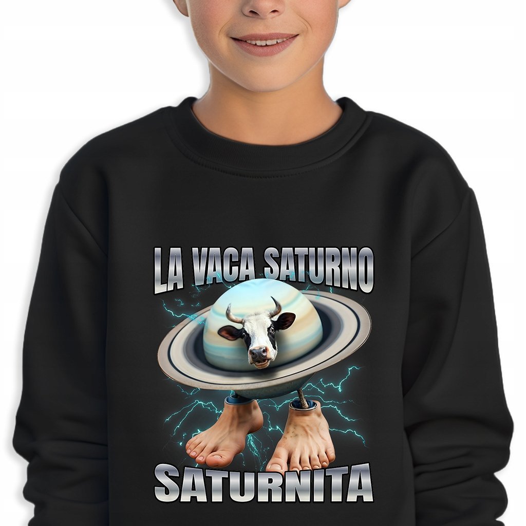 BLUZA Dziecięca Czarna Prezent Na Święta BRAINROT SATURNO SATURNITA 128cm