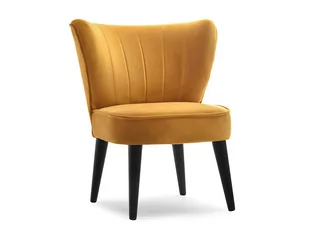 Designerski Fotel Klubowy Do Salonu Armi Miodowy Welur Noga Czarna - Fotele - miniaturka - grafika 1