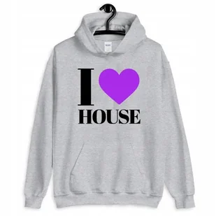 Bluza Męska Szara Z Kapturem I Love House Wz Xxl - Bluzy męskie - miniaturka - grafika 1