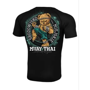 Środowisko Miejskie Rashguard Krótki Rękaw Muay Thai Bear Black - Kimona, stroje i obuwie - miniaturka - grafika 1