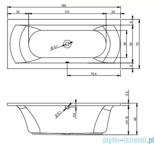 Riho Lima wanna prostokątna160x70cm z hydromasażem Joy prawa B050005005 - Wanny z hydromasażem - miniaturka - grafika 2