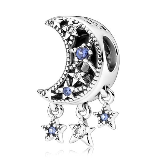 Charms Zawieszka SREBRO 925 koralik Księżyc i Gwiazdy
