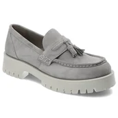 Mokasyny damskie - Szare Mokasyny Nessi Damskie Modne Buty - miniaturka - grafika 1