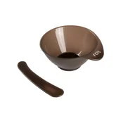 Pozostałe akcesoria fryzjerskie - Fox Earth Colors, miseczka mini z mieszadełkiem, 80ml, brązowa, do mieszania farb - miniaturka - grafika 1