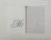 Ręczniki - Komplet Ręczników Mr Mrs 2 2 szt. 50 x 90 Biały - miniaturka - grafika 1