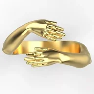 Pierścionki - Pierścionek Srebrny 925 Prezent Miłość Dłonie - miniaturka - grafika 1