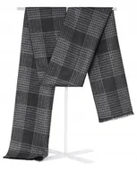 Apaszki i szaliki męskie - Szal Szalik Męski Ciepły Zimowy Czarno-Szary Krata - miniaturka - grafika 1