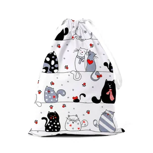 Worek na buty z etykietą Przewiewny BAWEŁNA Naturalna Koty - Torby szkolne - miniaturka - grafika 1