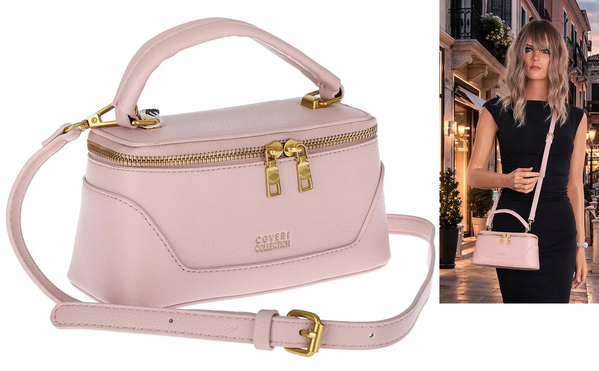 Torebka Damska klasyczna Listonoszka na ramię kuferek CC3453 Różowa