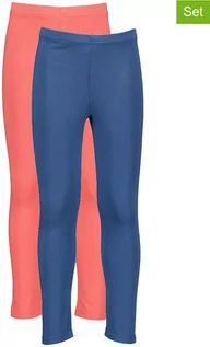 Spodnie i spodenki dla dziewczynek - Lamino Legginsy (2 pary) w kolorze koralowym i granatowym - grafika 1