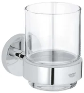 Wieszaki łazienkowe - Grohe QuickFix Start - Sklanka na szczoteczkę i pastę do zębów, z uchwytem, szkło/chrom 41194000 - miniaturka - grafika 1