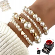 Bransoletki - Bransoletka PERŁY Damska Perłowa Regulowana Pozłacana Na Prezent 17-22cm - miniaturka - grafika 1