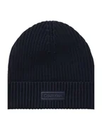 Czapki damskie - Calvin Klein Czapka Patch Chunky Rib Cotton Beanie LV04D8053G Granatowy - miniaturka - grafika 1