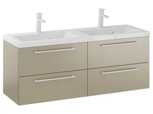 Szafka Wisząca Z Umywalką RON 120 cm DUO - Cappuccino Mat - Uchwyty Białe Matowe - Szafki łazienkowe - miniaturka - grafika 1