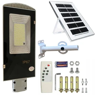 LATARNIA OGRODOWA LAMPA SOLARNA NA SŁUP MOCNA 100W PANEL ULICZNA 129LED - Lampy ogrodowe - miniaturka - grafika 1