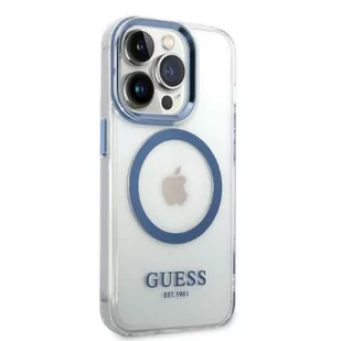Guess GUHMP14XHTRMB iPhone 14 Pro Max 6,7" niebieski/blue hard case Metal Outline Magsafe - Etui i futerały do telefonów - miniaturka - grafika 4