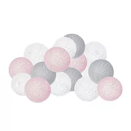 Lampy pozostałe - Lampki SPRINGOS CL0035 Cotton balls, 10xLED, 2,1 m, ciepłe białe, różowo-biało-szare - miniaturka - grafika 1