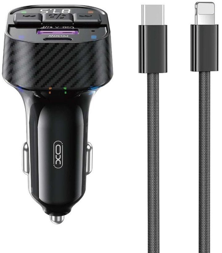 XO transmiter BCC17 FM ład. sam. 30W Bluetooth czarny + kabel USB-C/Lightning