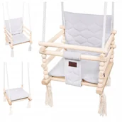 Leżaczki i huśtawki - Huśtawka dla dzieci Drewniana Velvet 3w1 Szary 170 cm/ Tuluszka - miniaturka - grafika 1