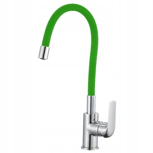 Bateria kuchenna stojąca Emma Flex chrom z zieloną wylewką - Baterie kuchenne - miniaturka - grafika 1