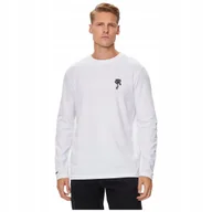 Koszulki męskie - Męska Koszulka Longsleeve Karl Lagerfeld Biały Bawełniany Elegancki r.XXL - miniaturka - grafika 1