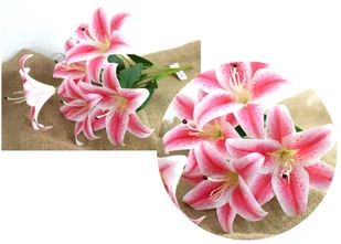 Bukiet LILIA 3D print wys. 60 cm 5 łodyg (5 kwiatów 20 cm) RÓŻOWA - Sztuczne kwiaty Bukiet LILIA 3D print wys. 60 cm 5 łodyg (5 kwiatów 20 cm) RÓŻOWA - Sztuczne kwiaty - miniaturka - grafika 1