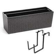 Donice - Doniczka Rattan Lamela + uchwyt 56 x 20 cm Tworzywo sztuczne Grafit metalik - miniaturka - grafika 1