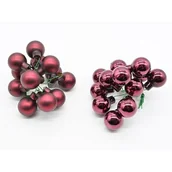 Bombki - Wiązka bombek szklanych na druciku 2,5 cm 12 sztuk bordowy - miniaturka - grafika 1
