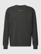 Bluzy męskie - Bluza w jednolitym kolorze z nadrukiem z logo - miniaturka - grafika 1