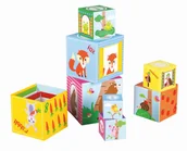 Układanki dla dzieci - Lelin Układanka klocki kubeczki Leśne L10213 - miniaturka - grafika 1