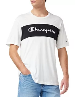 Koszulki męskie - Champion T-shirt męski z logo Piping Block, biały, S - grafika 1