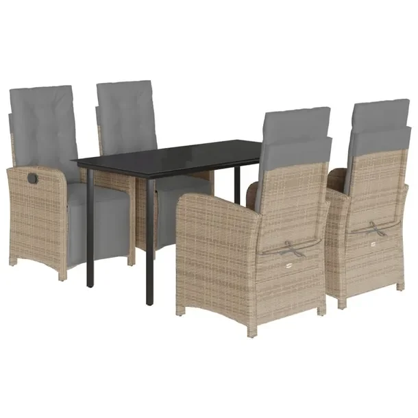 Zestaw Mebli Ogrodowych Rattan PE Beżowy/Czarny 140x70x74 cm