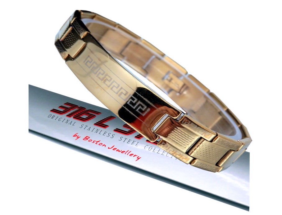 Ładna Złota Bransoleta Męska Bransoletka Stal 316L