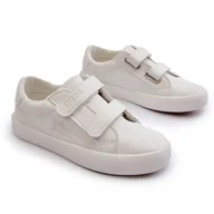 Buty dla dziewczynek - Dziecięce Trampki Na Rzepy Big Star NN374007 Białe - miniaturka - grafika 1